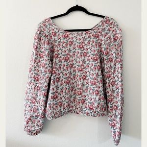 Loft Floral Long Sleeve Blouse with Elastic Waist - XS